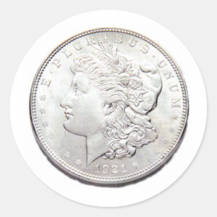 MORGAN SILVER DOLLAR RUNDER AUFKLEBER