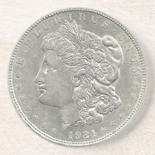 Morgan-Silver-Dollar-Untersetzer 1921 Sandstein Untersetzer