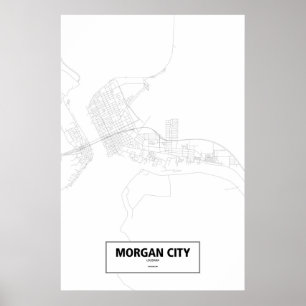 Morgan-Stadt, Louisiana (Schwarzes auf Weiß) Poster