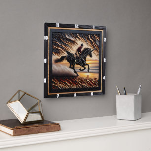 Morgan Water Gallop: Charred Grain Artwork Quadratische Wanduhr