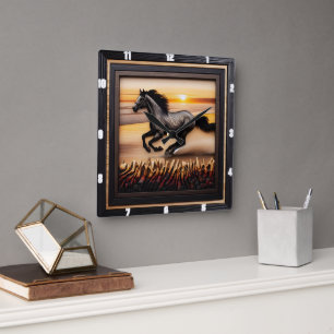 Morgan Wave Chase: Texturierter Holzeffekt Quadratische Wanduhr