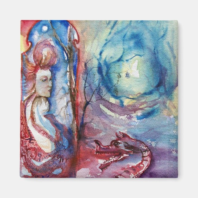 MORGANA / Magie und Geheimnis, rosa Blaue Fantasie Magnet (Vorne)