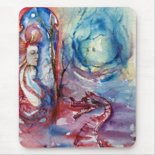 MORGANA / Magie und Geheimnis, rosa Blaue Fantasie Mousepad