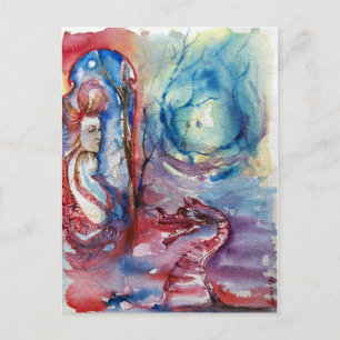 MORGANA / Magie und Geheimnis, rosa Blaue Fantasie Postkarte