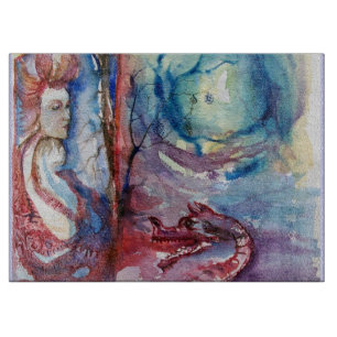 MORGANA / Magie und Geheimnis, rosa Blaue Fantasie Schneidebrett