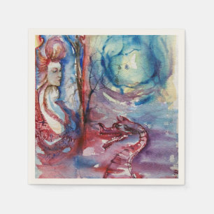 MORGANA / Magie und Geheimnis, rosa Blaue Fantasie Serviette