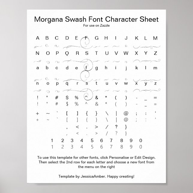 Morgana Swash Font Chararacter Reference Poster (Vorne)