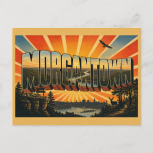 Morgantown WV Fluss Aussicht Wald Kunst Postkarte