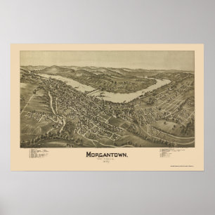 Morgantown, WV panoramische Karte - 1897 Poster
