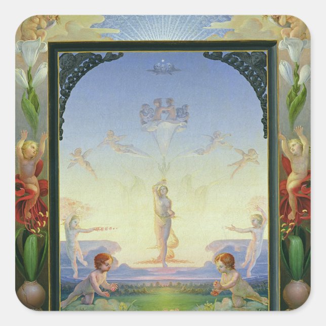 Morgen, 1808 quadratischer aufkleber (Vorderseite)