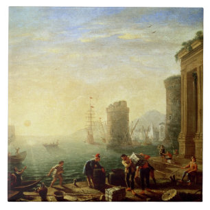 Morgen am Hafen, 1640 (Öl auf Leinwand) Fliese