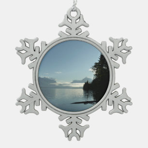 Morgen am Lake McDonald im Glacier-Nationalpark Schneeflocken Zinn-Ornament