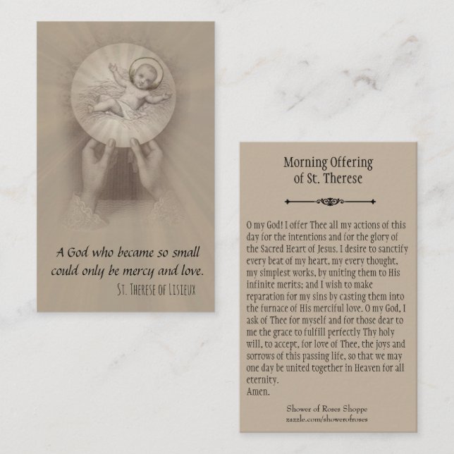 Morgen-Angebot der Gebets-heiligen Karte St. (Vorne/Hinten)