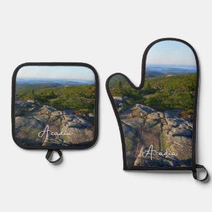 Morgen auf dem Cadillac Mountain in Acadia Ofenhandschuh & Topflappen-Set