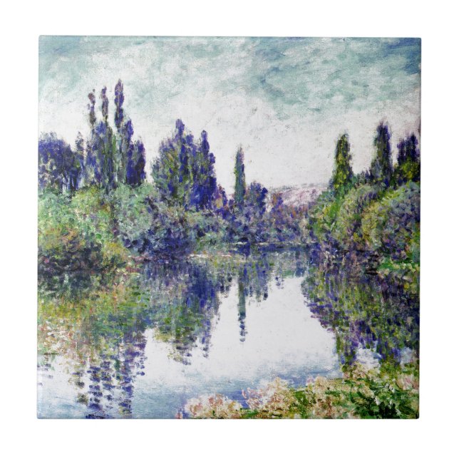 Morgen auf der Seine, nahe Vetheuil - Claude Monet Fliese (Vorderseite)