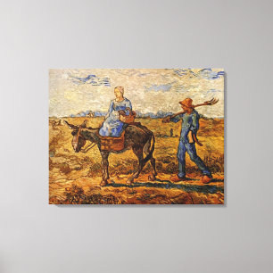 Morgen Bauernpaar arbeiten gehen Leinwanddruck