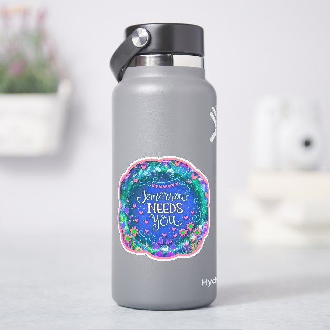 Morgen brauchen Sie Inspirierend Inspirivity Flora Aufkleber (HydroFlask)
