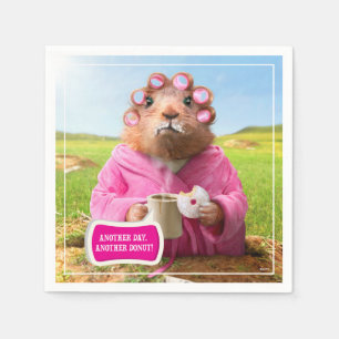 Morgen Groundhog mit Frühstücks-Krapfen und Kaff Serviette