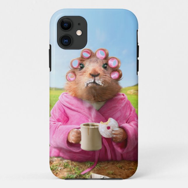Morgen Groundhog mit Frühstücks-Krapfen und Kaffee Case-Mate iPhone Hülle (Rückseite)