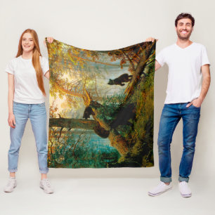 Morgen in einem Kiefernwald Bär mit Jungen Shishki Fleecedecke