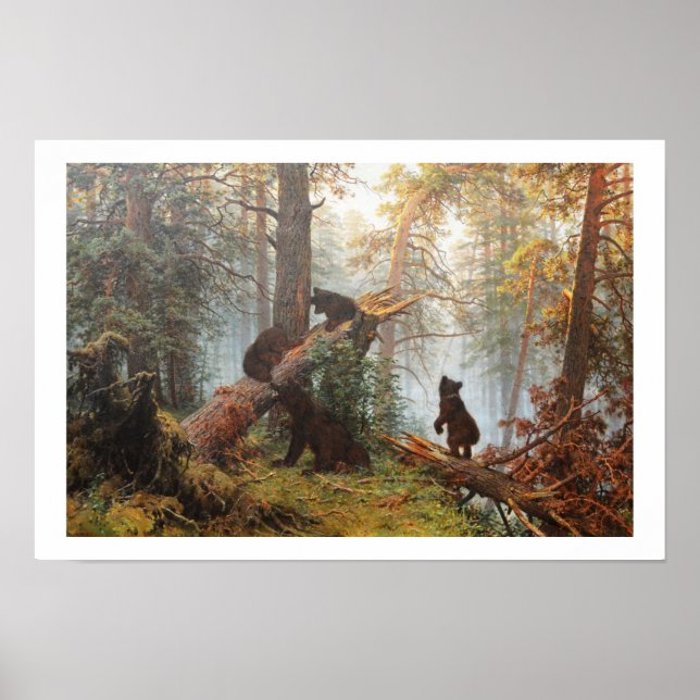 Morgen in einem Kiefernwald Poster (Vorne)