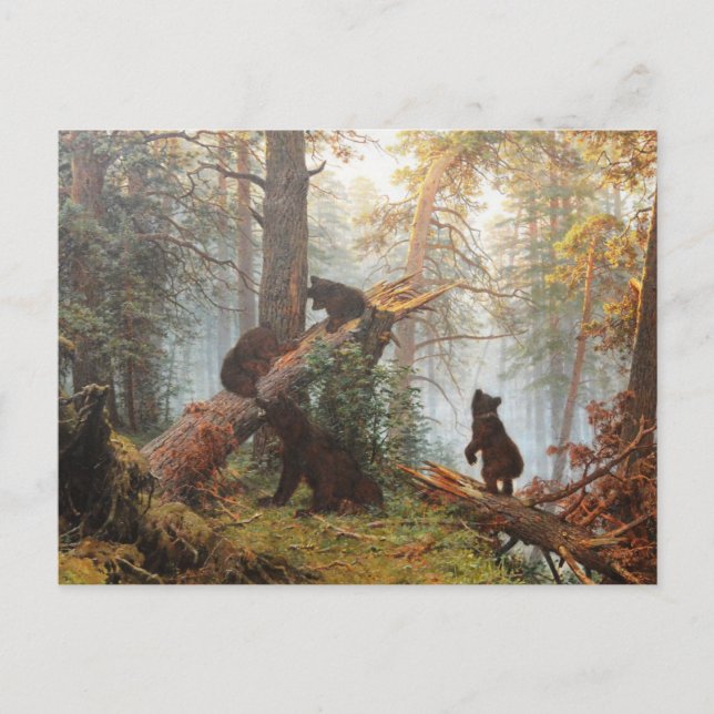 Morgen in einem Kiefernwald Postkarte (Vorderseite)