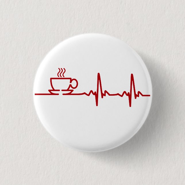 Morgen-Kaffee-Herzschlag EKG Button (Vorderseite)
