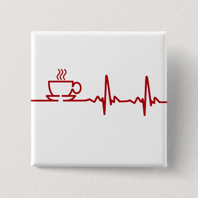 Morgen-Kaffee-Herzschlag EKG Button (Vorderseite)