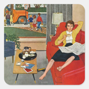 Morgen-Kaffeepause Quadratischer Aufkleber