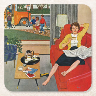 Morgen-Kaffeepause Rechteckiger Pappuntersetzer