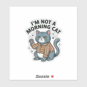 Morgen Katze Vintage Gravur Lustiges Katze T-Shirt Aufkleber
