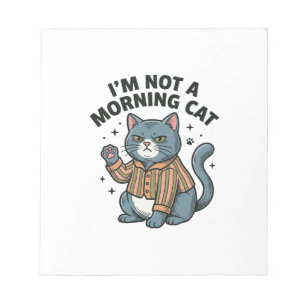 Morgen Katze Vintage Gravur Lustiges Katze T-Shirt Notizblock