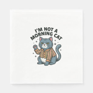 Morgen Katze Vintage Gravur Lustiges Katze T-Shirt Serviette