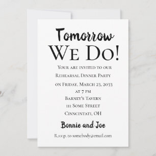 Morgen machen wir es! Probe Dinner Einladung