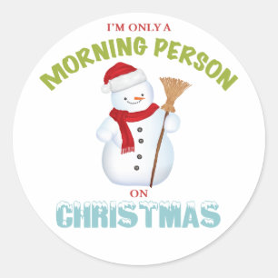 Morgen-Person auf Weihnachtsrunden Aufklebern Runder Aufkleber