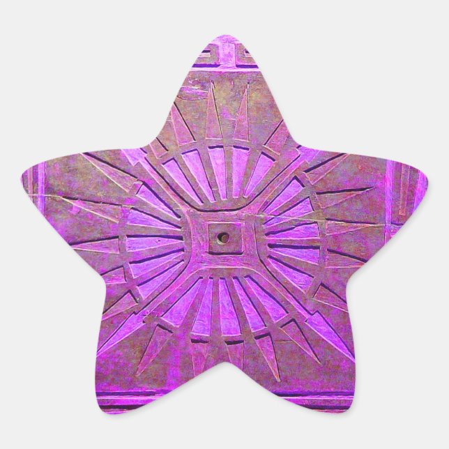 MORGEN STAR MONOGRAM, rosa violett, lila Stern-Aufkleber (Vorderseite)