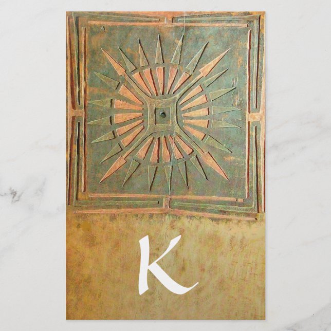 MORGEN STAR-MONOGRAMM, grün, braun-gelb weiß Briefpapier (Vorderseite)