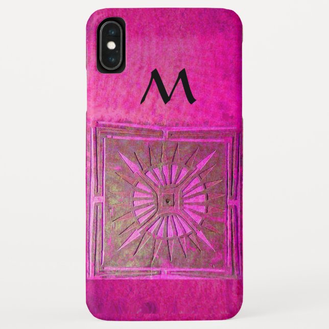 MORGEN STAR, rosa, Fuchsienschwarze Monogramm Case-Mate iPhone Hülle (Rückseite)