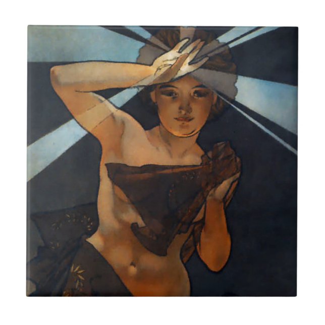 Morgen-Stern-Fliese Alphonse Mucha Fliese (Vorderseite)