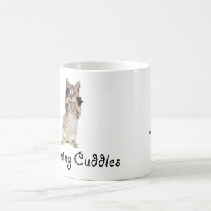 Morgen streichelt Kätzchen Tasse
