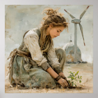 Morgen versprechen - Frau mit Plakat für Samen