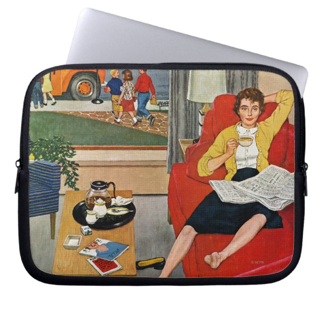 Morgencafépause Laptopschutzhülle (Vorderseite)