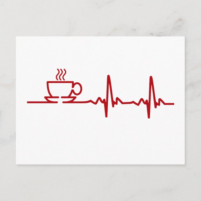 Morgencoffee Heartbeat EKG Postkarte (Vorderseite)