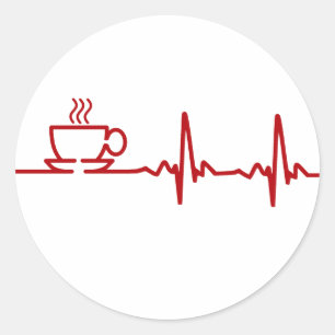 Morgencoffee Heartbeat EKG Runder Aufkleber