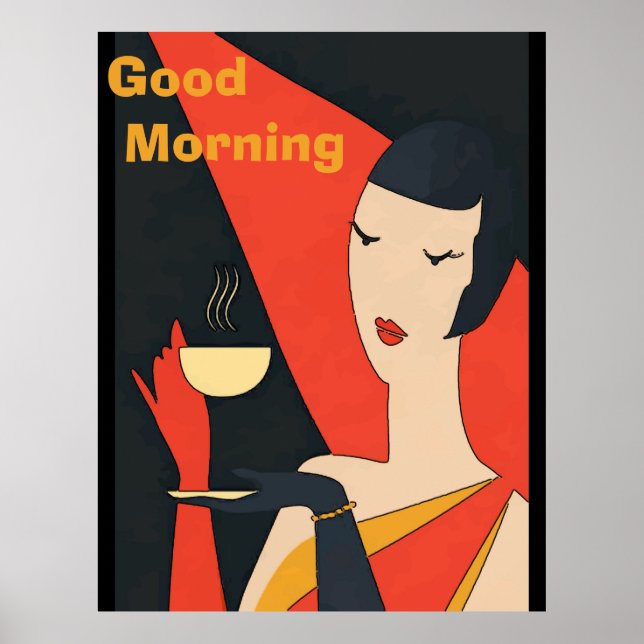 Morgencoffee Vintag Lady Poster (Vorne)
