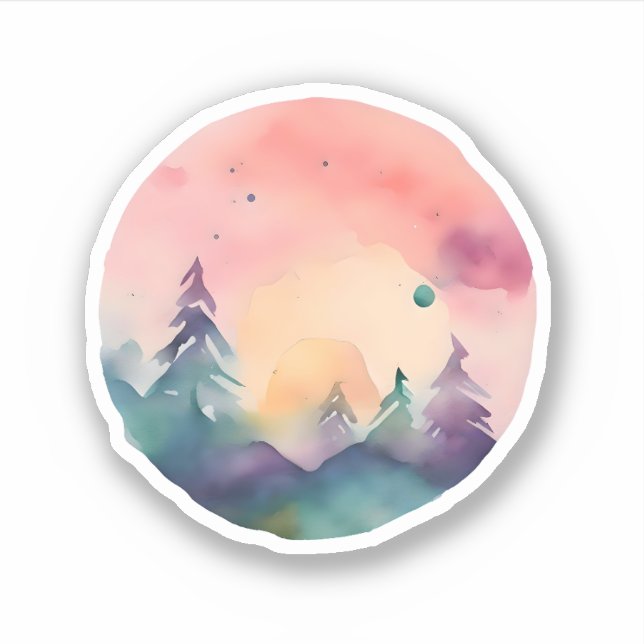 Morgendämmerung: Alpines Erwachen Aufkleber (Vorderseite)