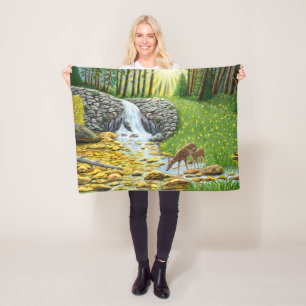 Morgendämmerung auf der Wald-Fliesblanke Fleecedecke