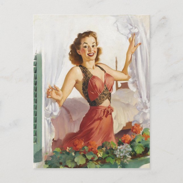 Morgenessen Button nach oben Postkarte (Vorderseite)