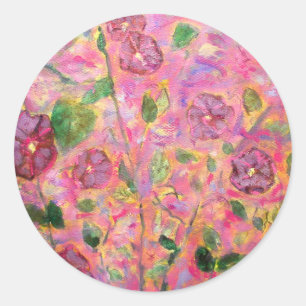 Morgenglanz blau und lila runder aufkleber