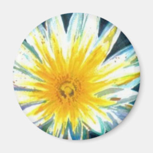 Morgenhelle weiße gelbe Blume um Mitternacht Magnet